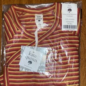 Kate Quinn organic cotton kimono long sleeve bodysuit onesie chili tri-stripe